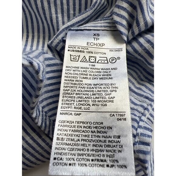 NWT Gap Boyfriend Popover Shirt Women XS Striped  Blue White Long Sleeves Cotton - Picture 4 of 8